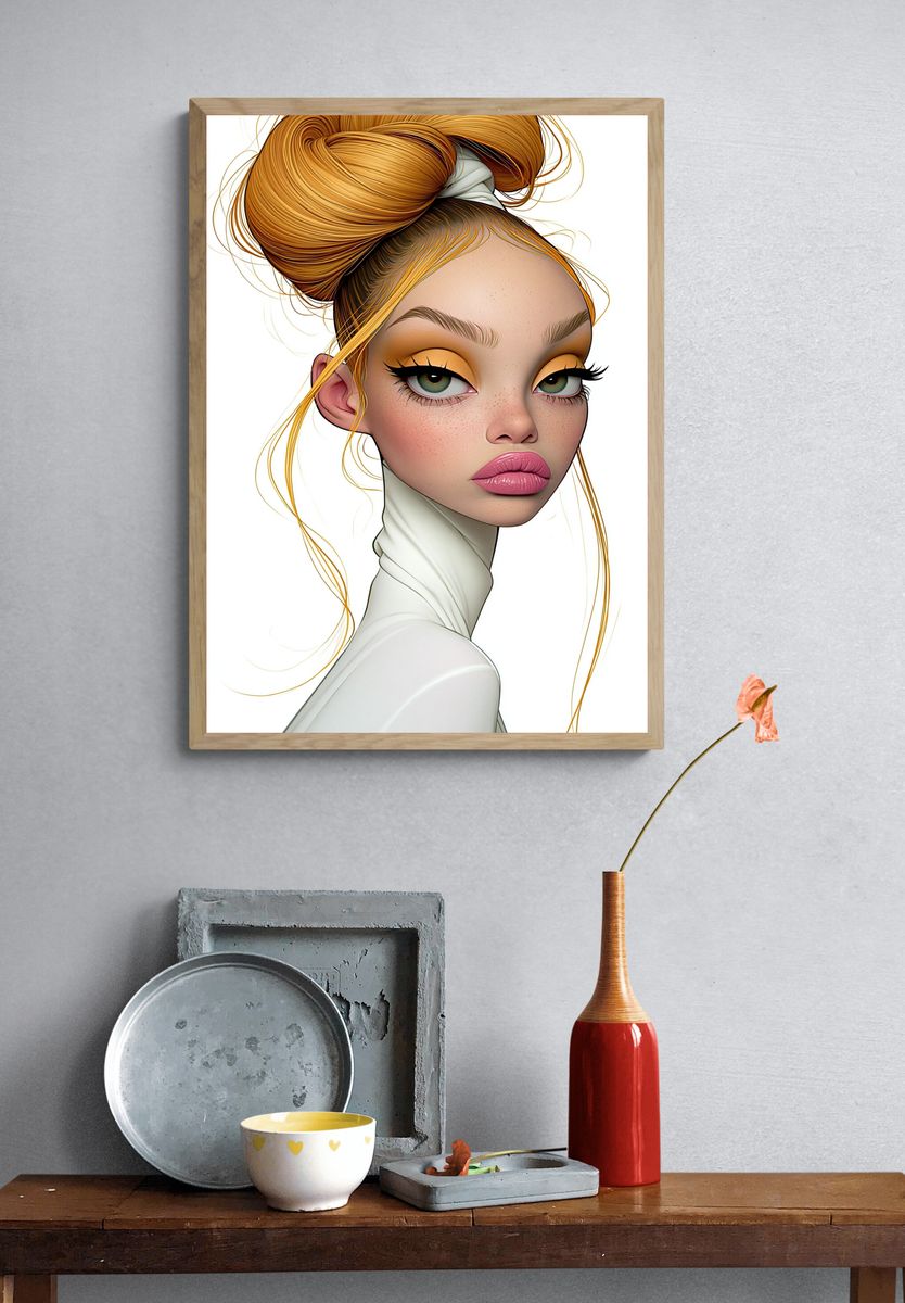 Stylized Fashion Portrait Poster. — room view 3