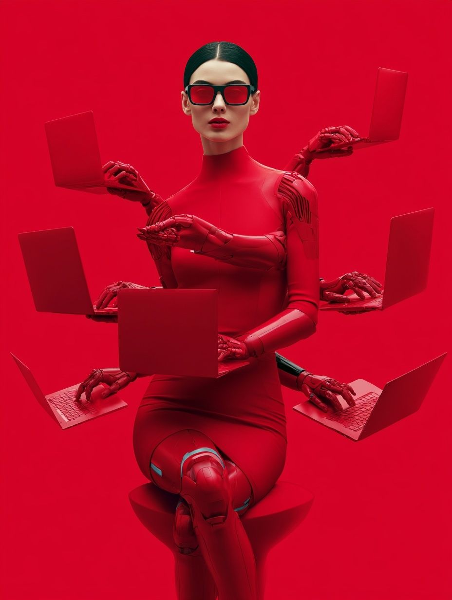 Red Cyber Fashion Poster. poster detail