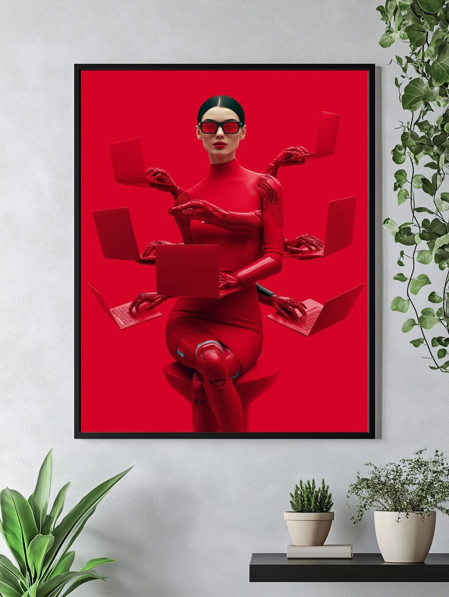 Red Cyber Fashion Poster. — room view 4