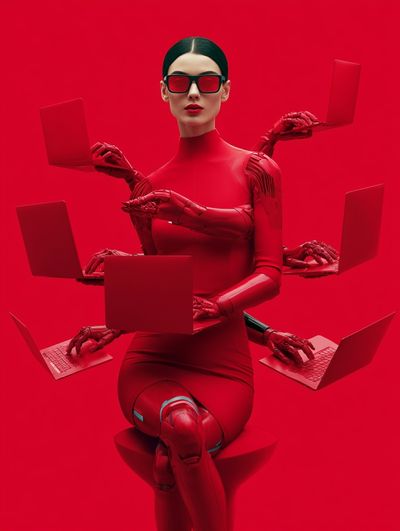 Red Cyber Fashion Poster. poster