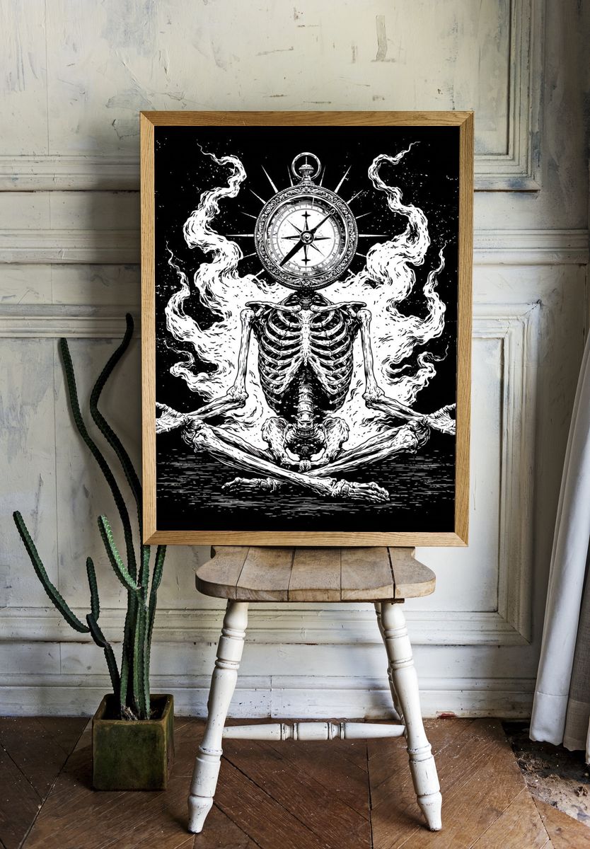 Skeleton Compass Meditation Print. — room view 1