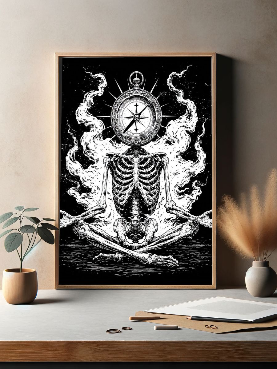 Skeleton Compass Meditation Print. — room view 2
