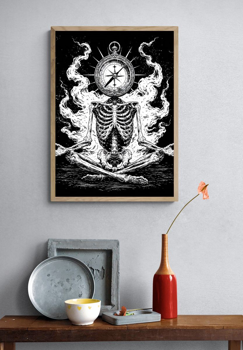 Skeleton Compass Meditation Print. — room view 3