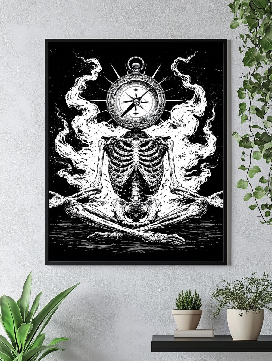 Skeleton Compass Meditation Print. — room view 4