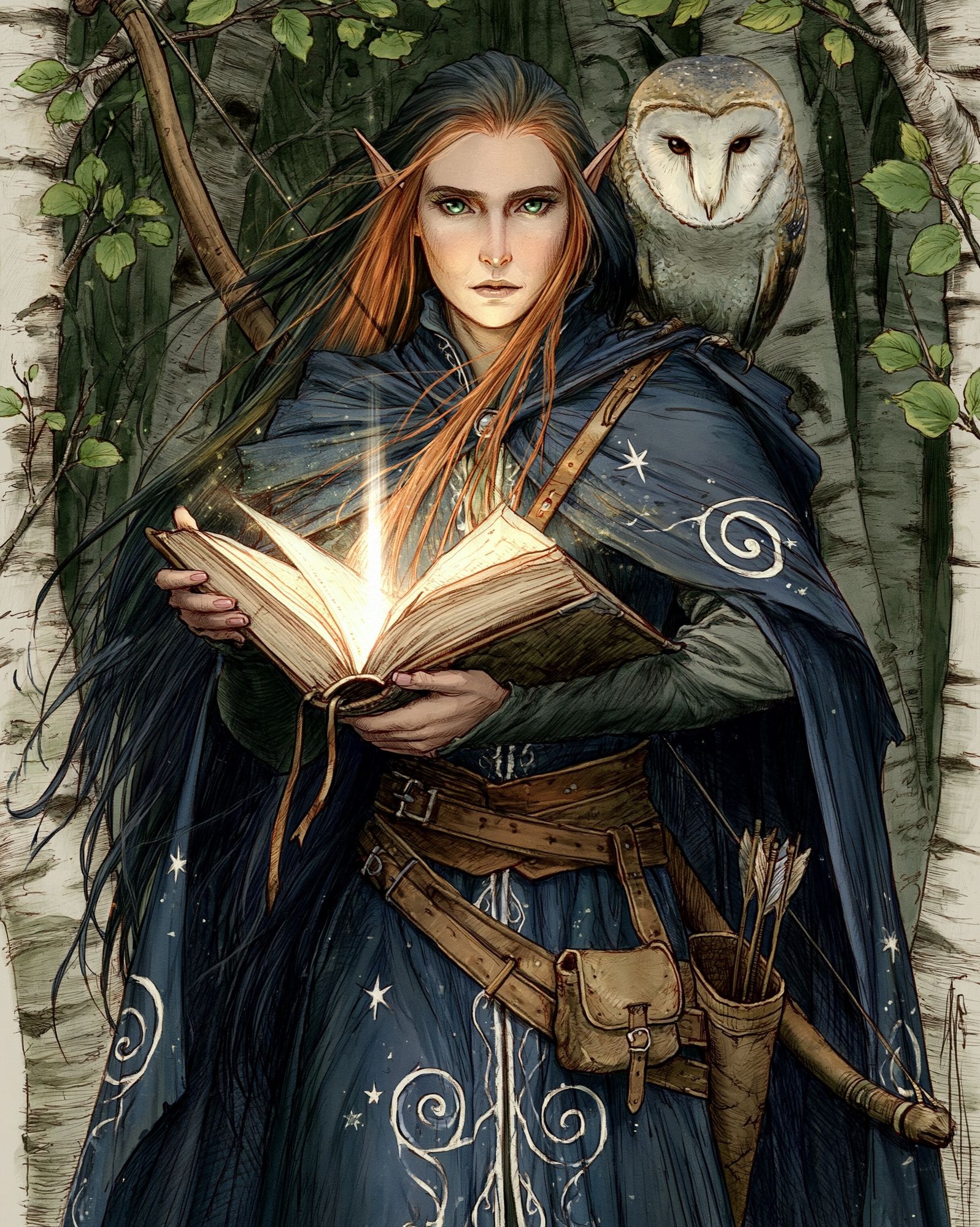 Elf Spellcaster Illustration Poster. poster detail