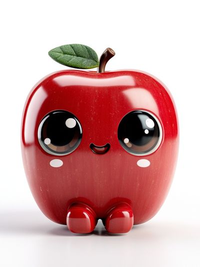 Cute Apple Character Illustration Poster.