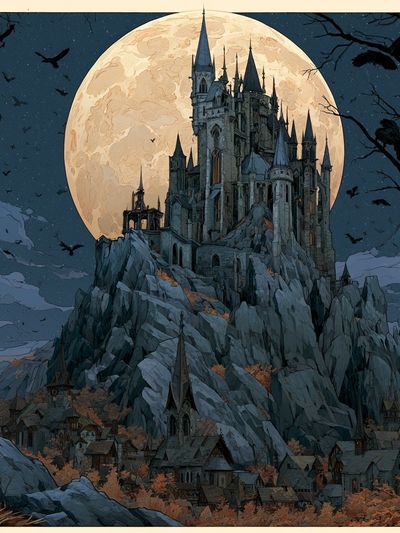 Moonlit Castle Fantasy Print.