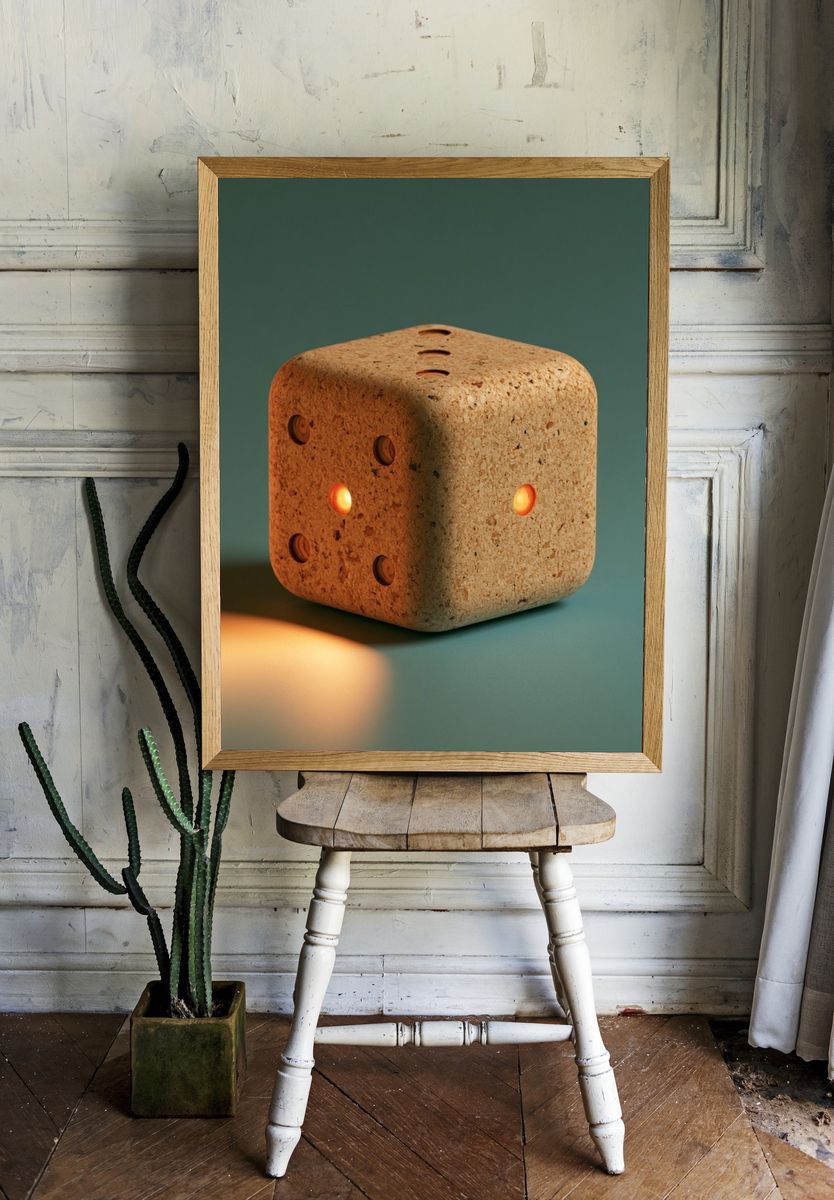 Cork Dice Still Life Poster. room preview