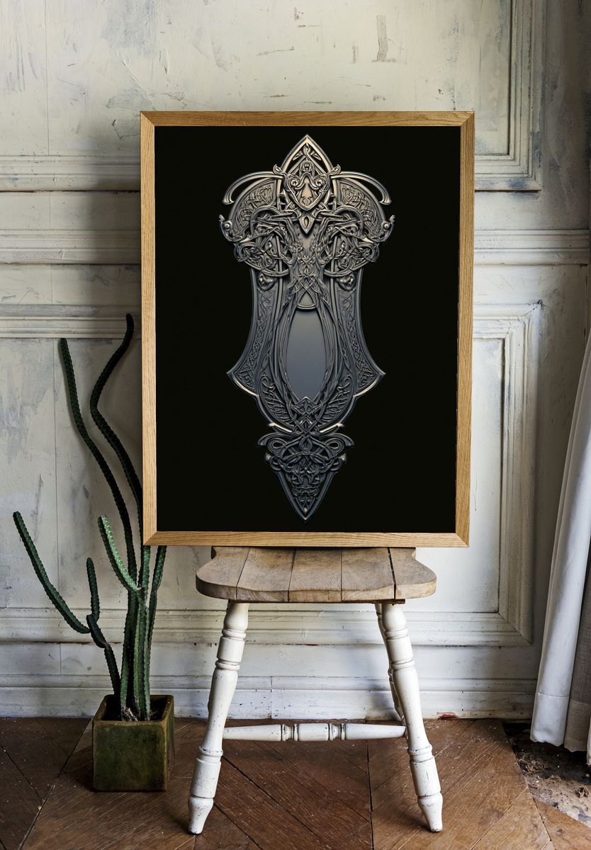 Celtic Ornamental Mirror Illustration Poster. room preview