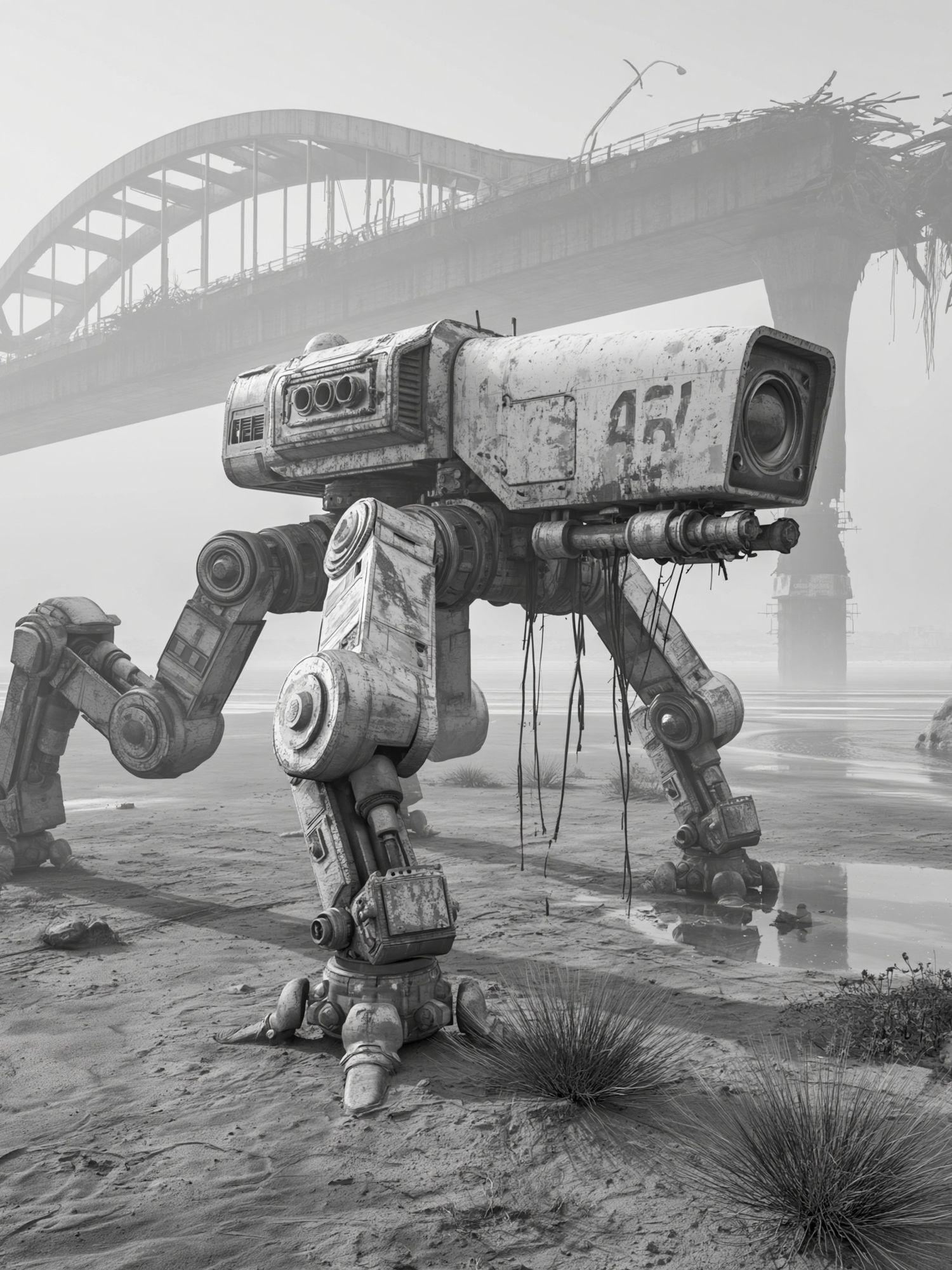 Wasteland Mech Bridge Poster. poster — illustration art