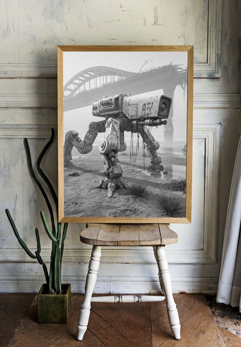 Wasteland Mech Bridge Poster. room preview