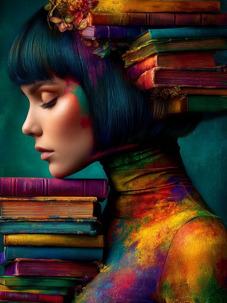 Colorful Book Portrait Illustration Poster. poster — illustration art