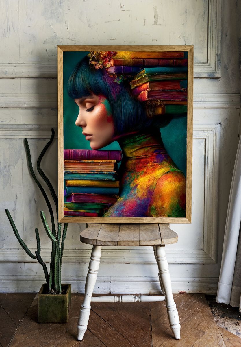 Colorful Book Portrait Illustration Poster. room preview