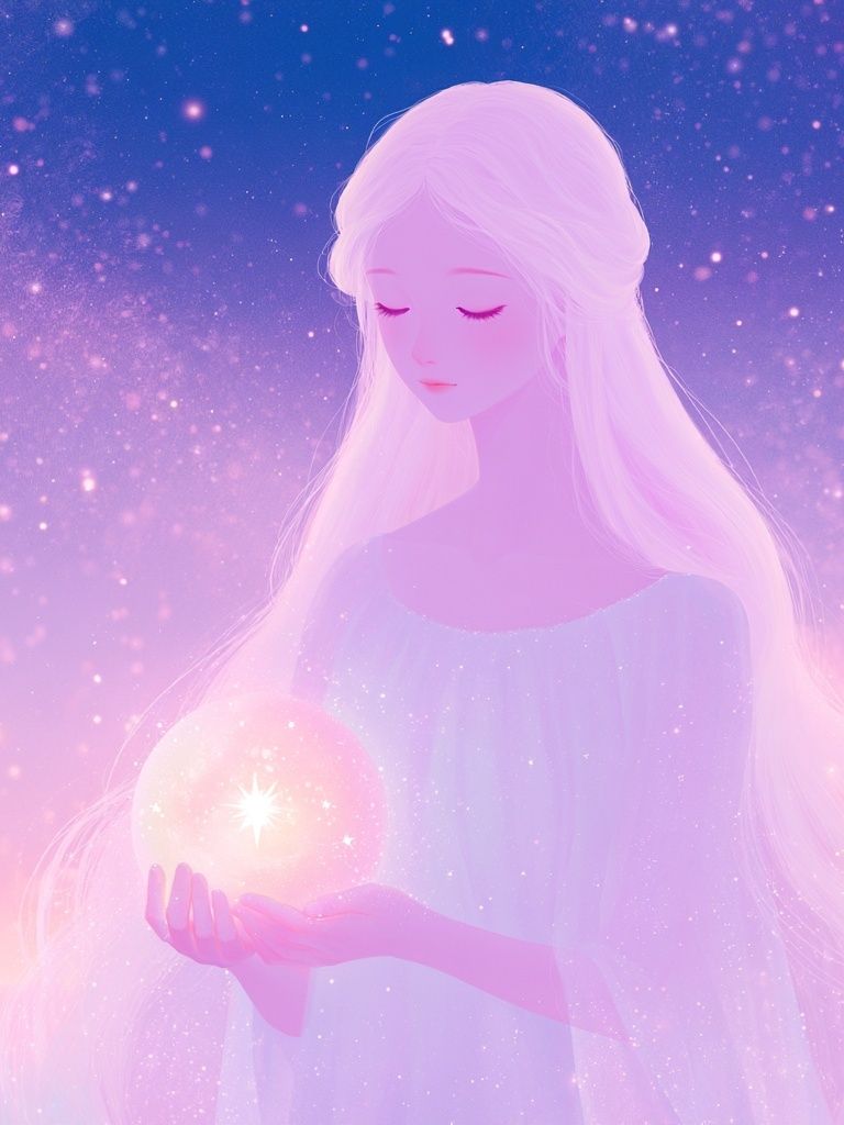 Celestial Girl with Crystal Orb Print. poster — illustration art