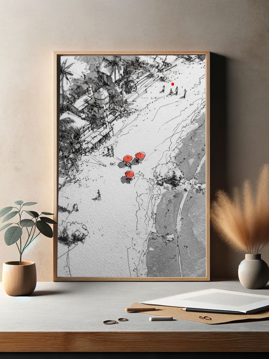 Beachfront Sketch Poster. — room view 2