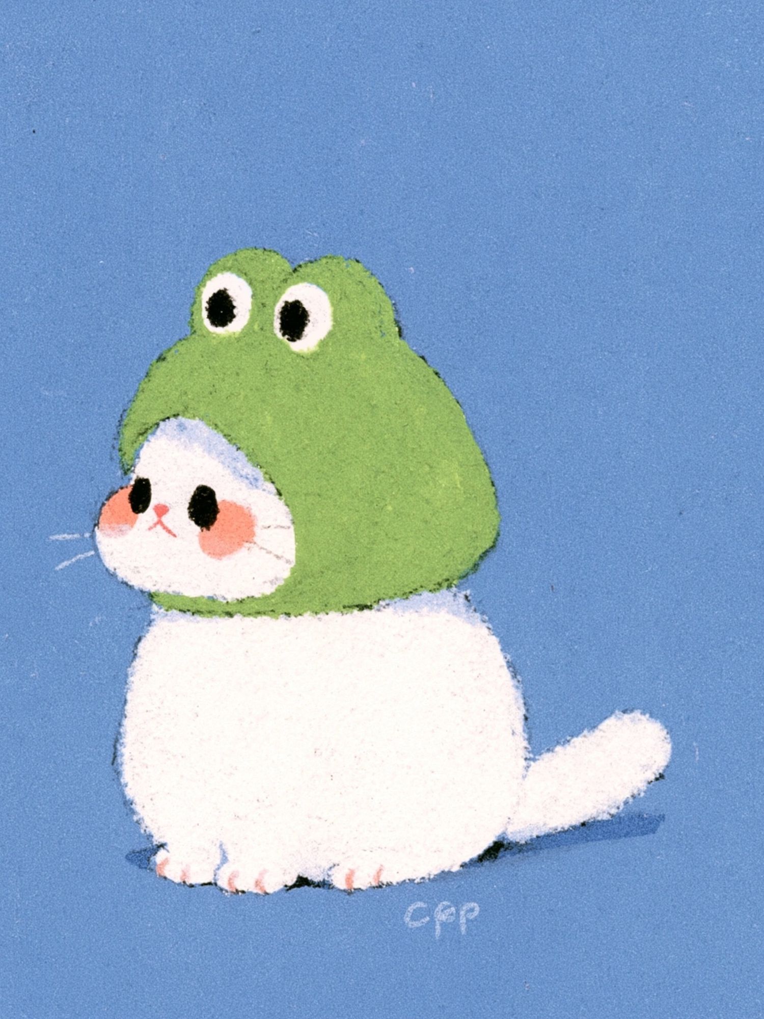 Frog Hat Cat Illustration Poster. poster detail