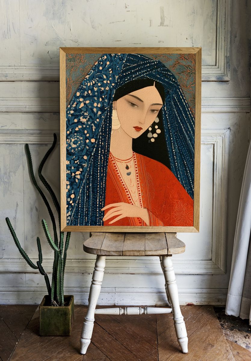 Elegant Woman Portrait Illustration Poster. room preview