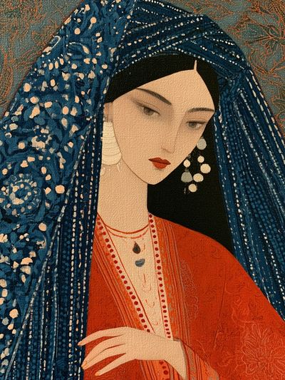 Elegant Woman Portrait Illustration Poster.