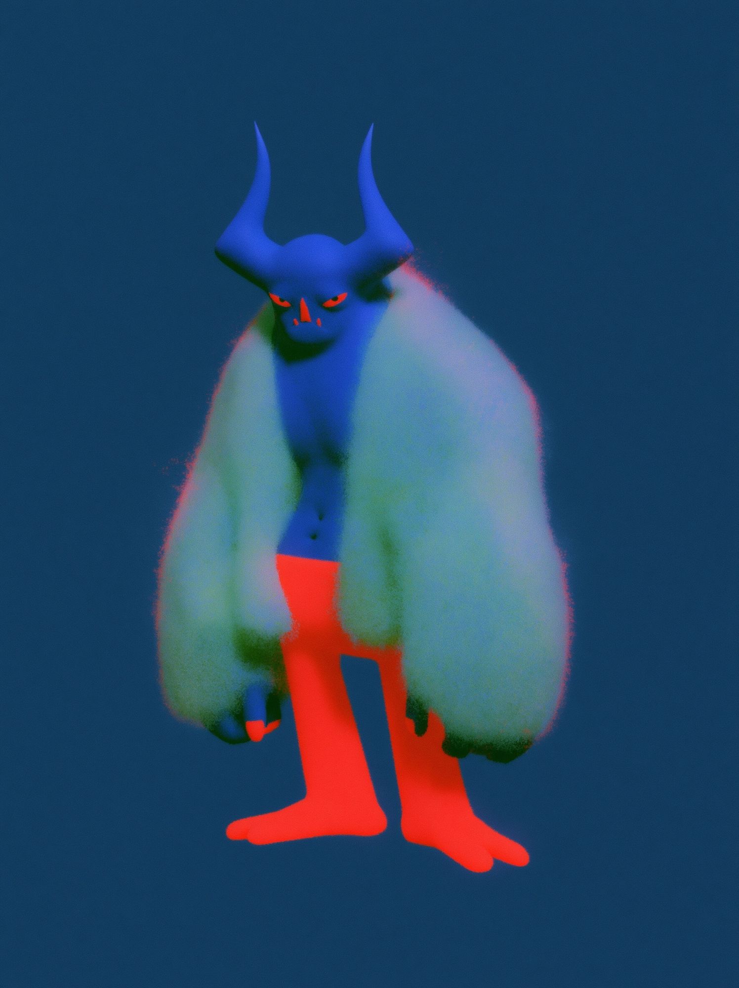 Horned Creature Digital Art Poster. poster detail