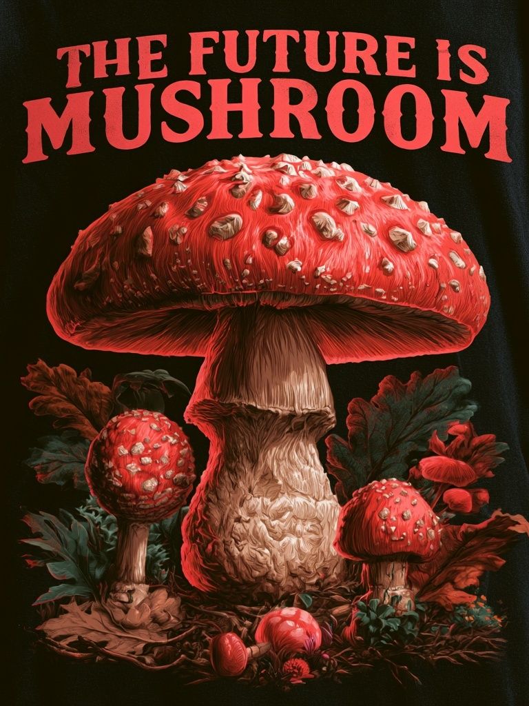 The Future Is Mushroom Typography Poster. poster detail