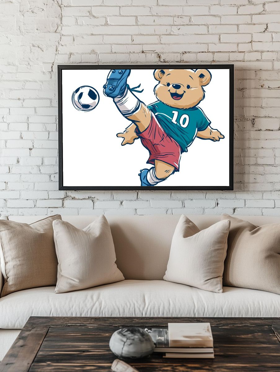 Soccer Bear Illustration Poster. — room view 1