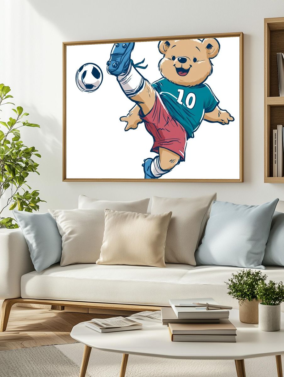 Soccer Bear Illustration Poster. — room view 2