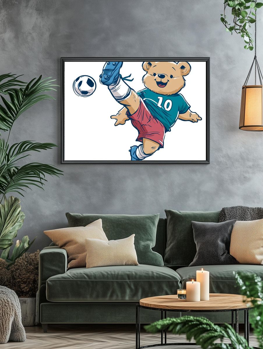 Soccer Bear Illustration Poster. — room view 4