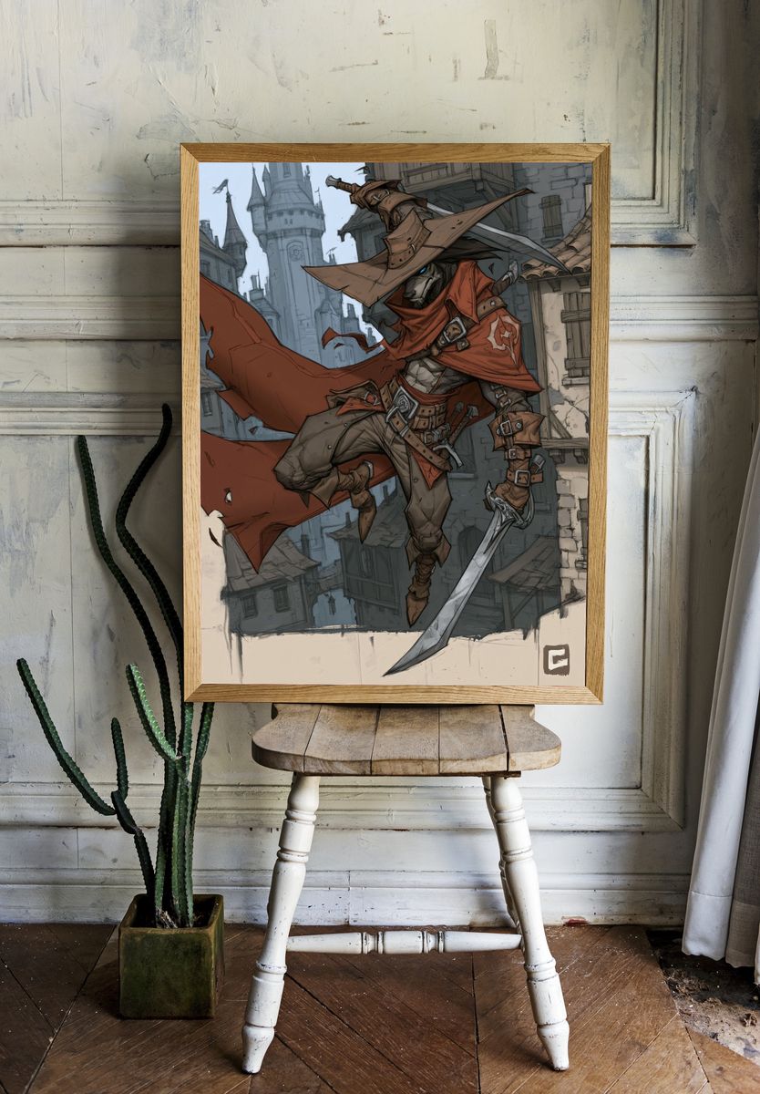Masked Rogue Fantasy Illustration Poster. room preview