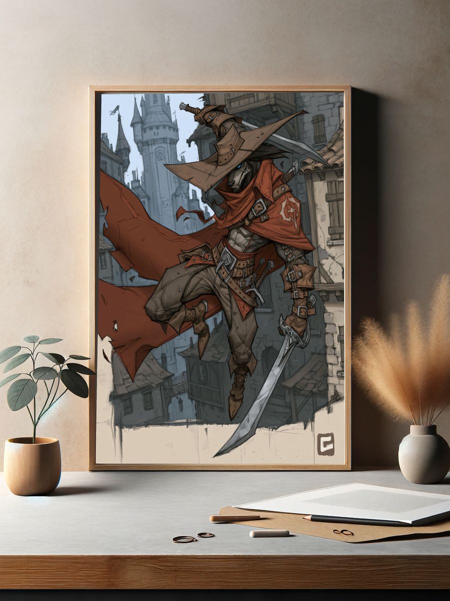 Masked Rogue Fantasy Illustration Poster. — room view 2