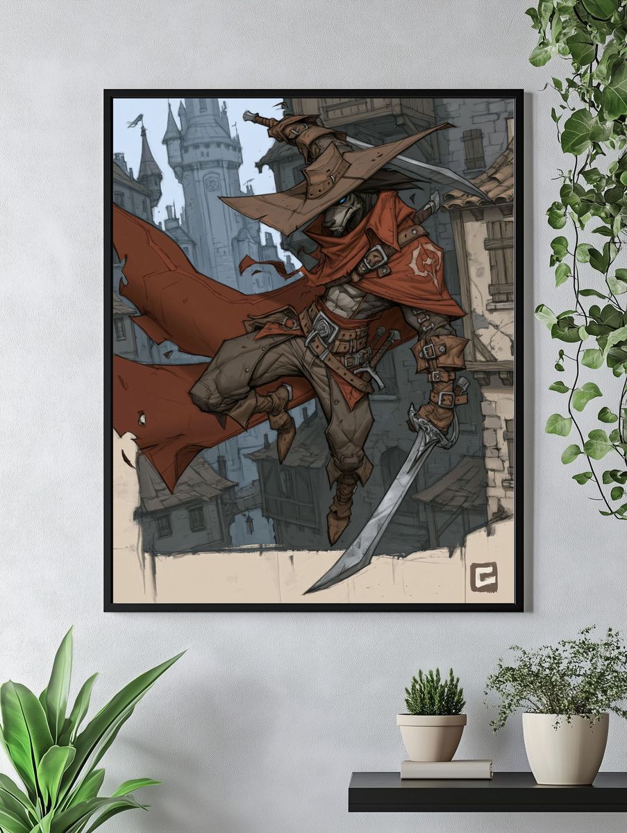 Masked Rogue Fantasy Illustration Poster. — room view 4