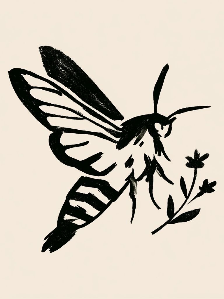 Moth Ink Illustration Poster. poster — illustration art