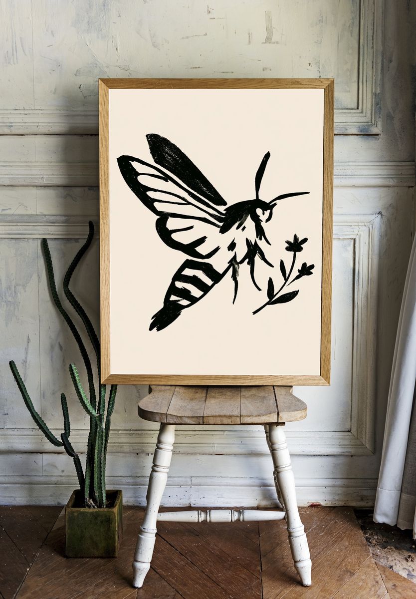 Moth Ink Illustration Poster. room preview