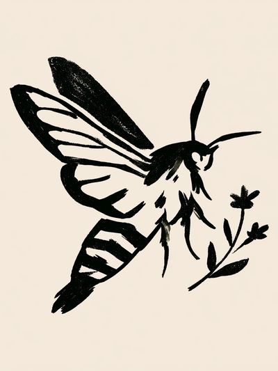 Moth Ink Illustration Poster.