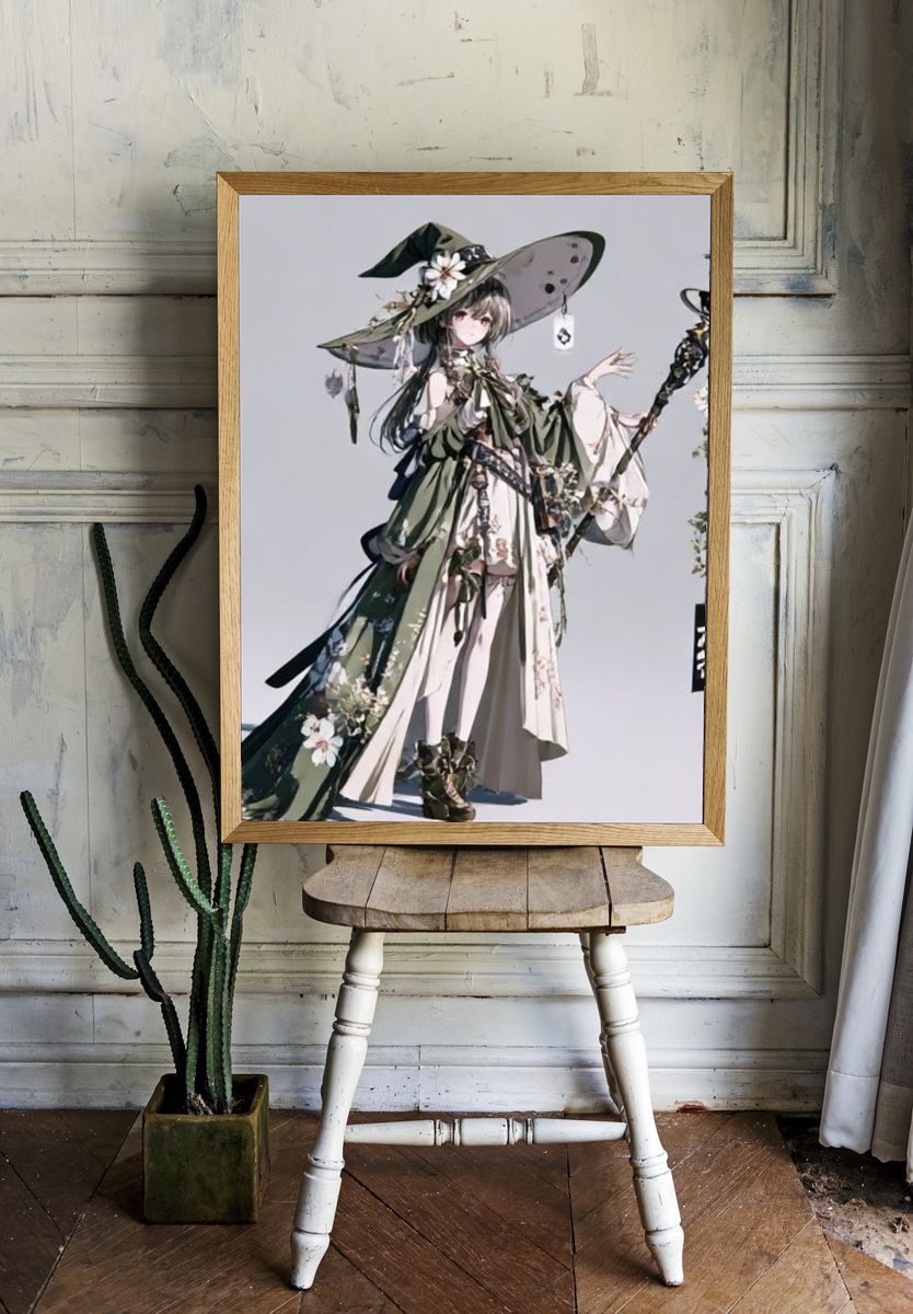 Mystic Floral Witch Illustration Poster. room preview
