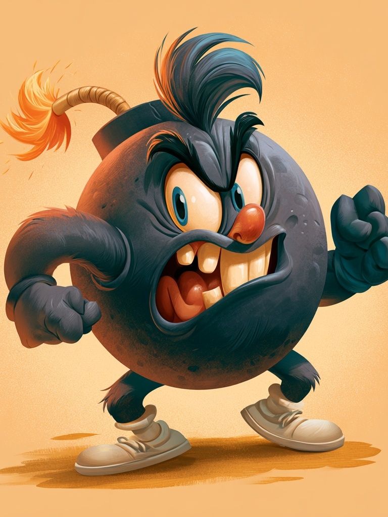 Angry Bomb Cartoon Poster. poster detail