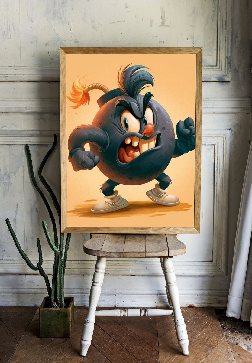 Angry Bomb Cartoon Poster. room preview