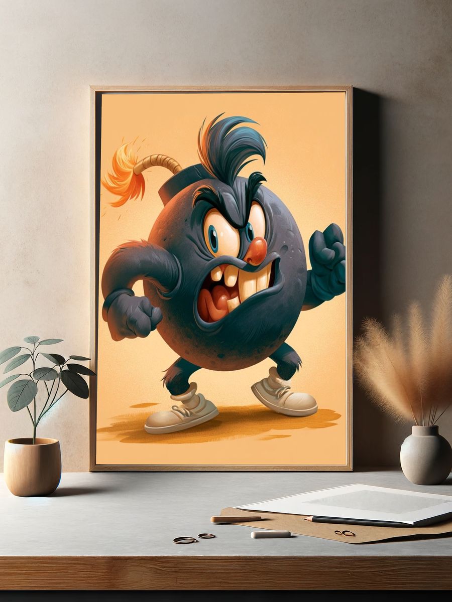 Angry Bomb Cartoon Poster. — room view 2