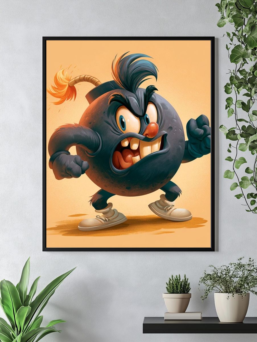 Angry Bomb Cartoon Poster. — room view 4