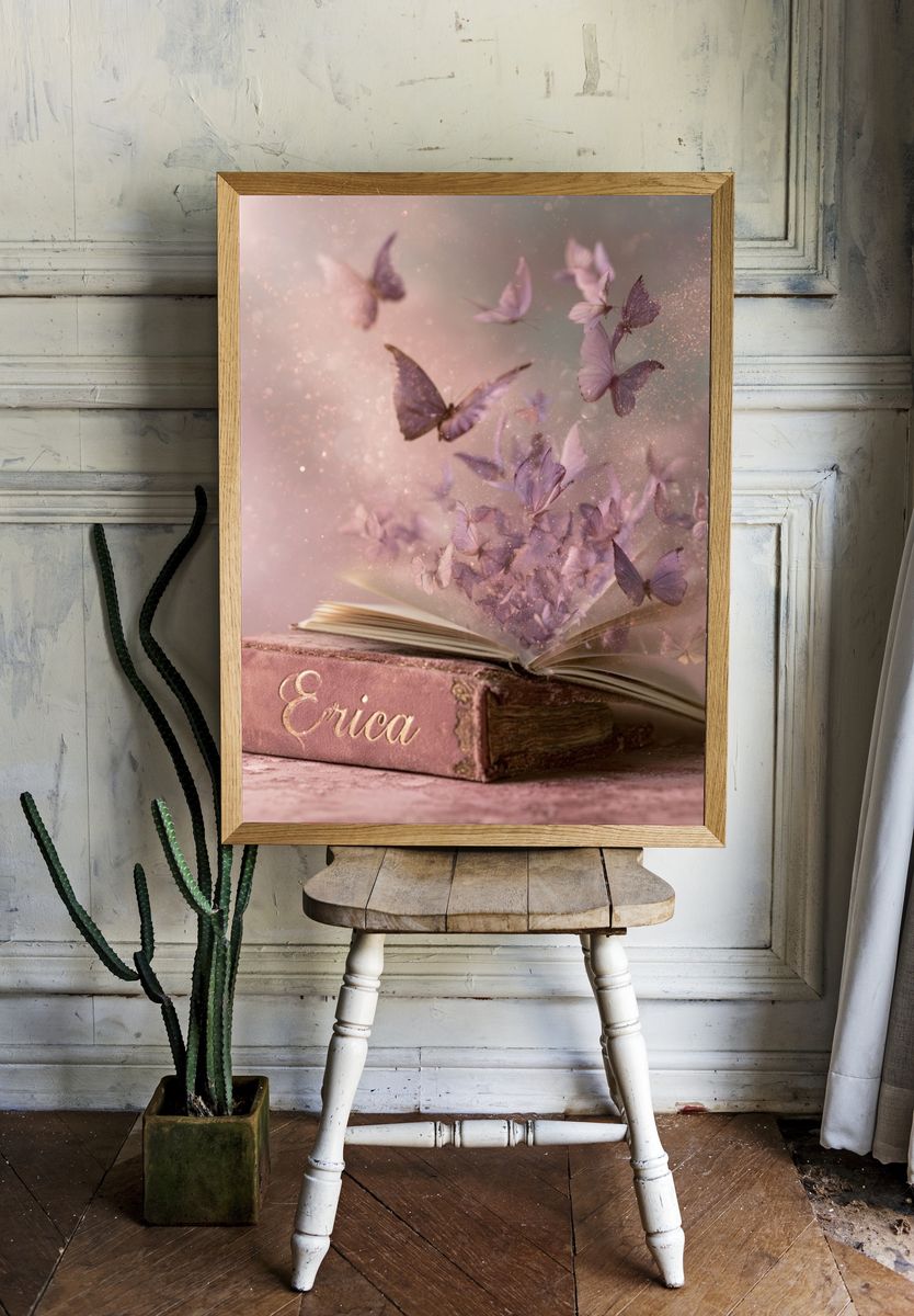 Butterfly Book Dreamscape Illustration Print. room preview