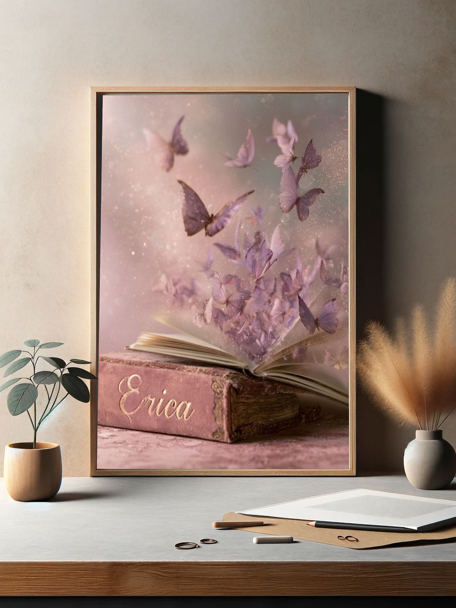 Butterfly Book Dreamscape Illustration Print. — room view 2