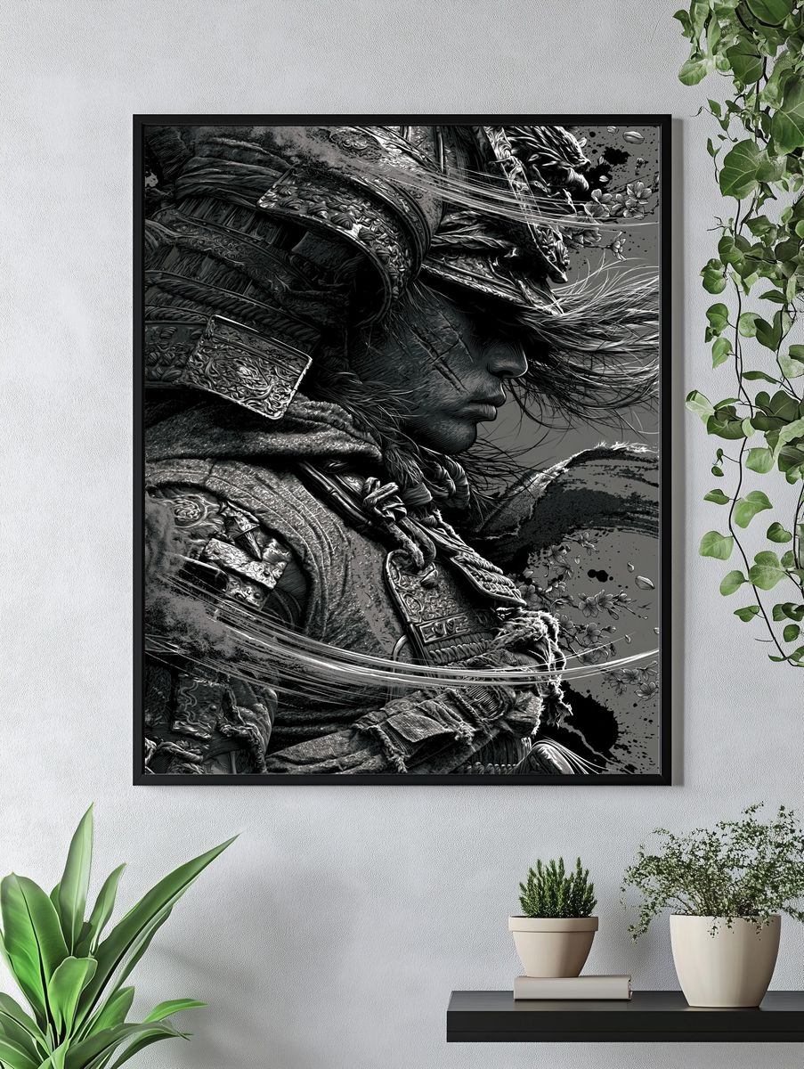 Samurai Warrior Ink Print. — room view 4