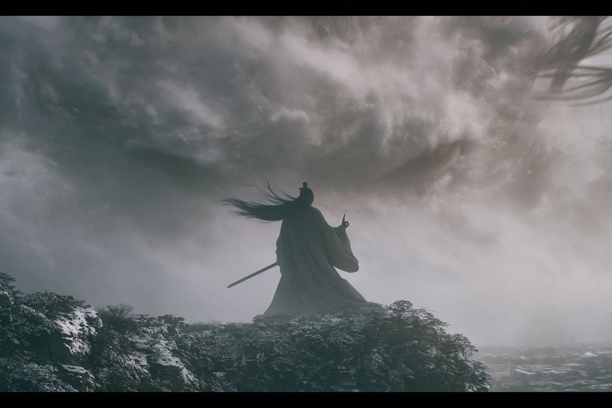 Samurai in Storm — Fantasy Print. poster detail