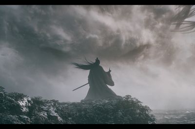 Samurai in Storm — Fantasy Print. poster
