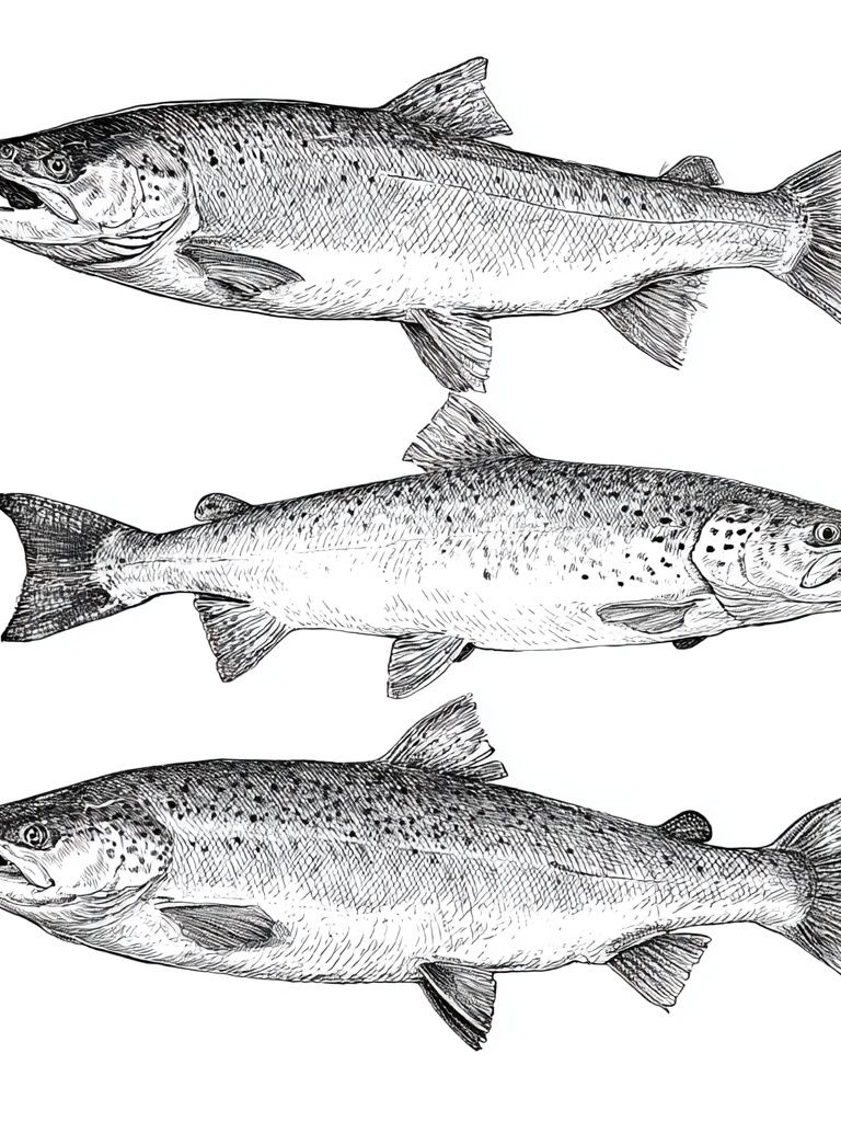 Salmon Study Illustration Poster. poster — illustration art