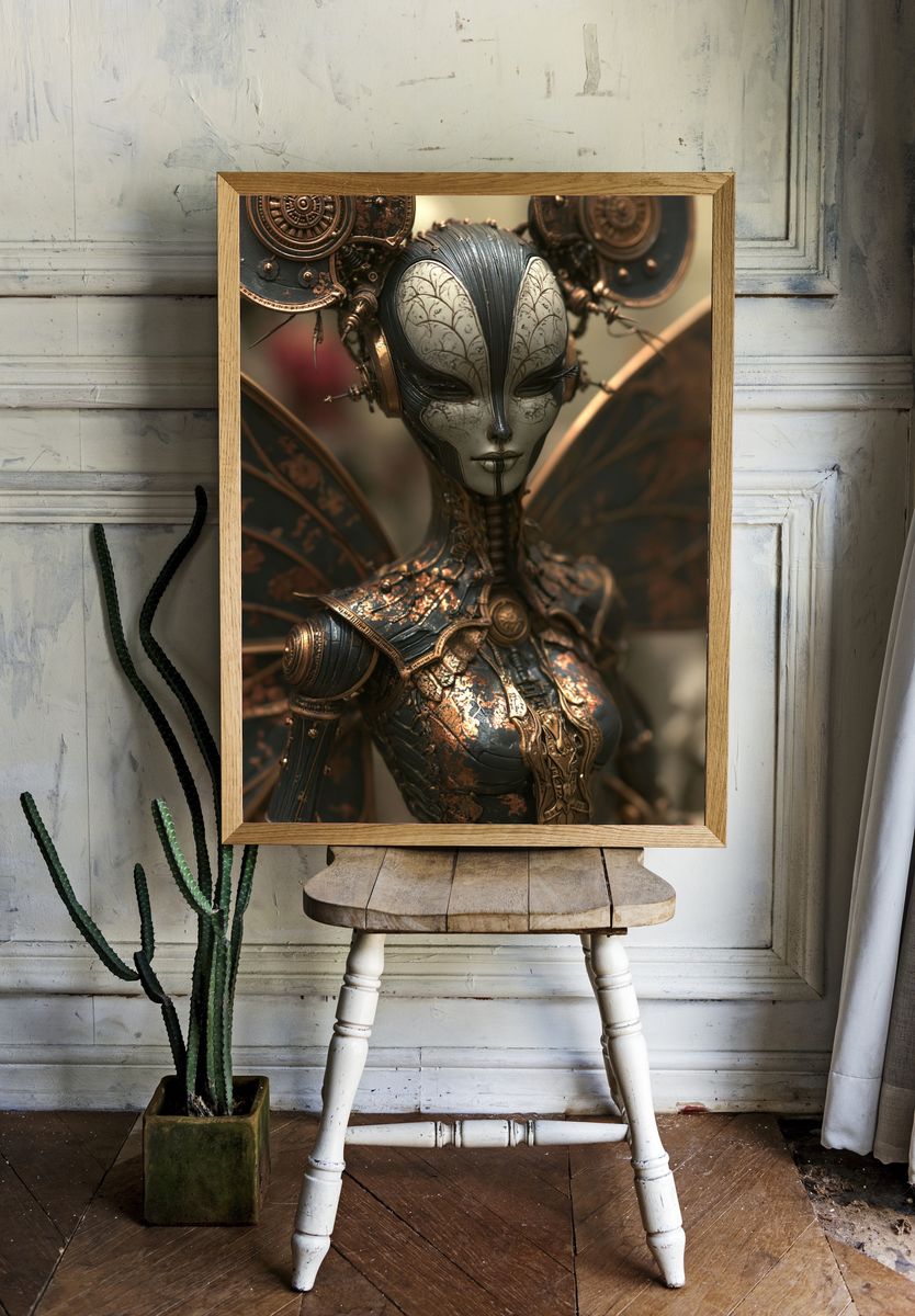 Steampunk Automaton Portrait Poster. room preview