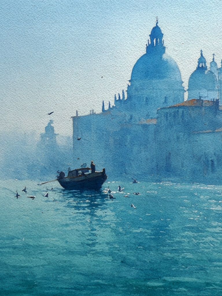 Venice Canal Watercolor Poster. poster detail