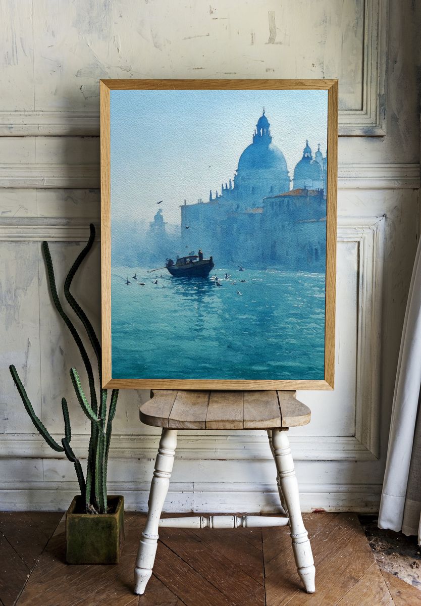Venice Canal Watercolor Poster. room preview