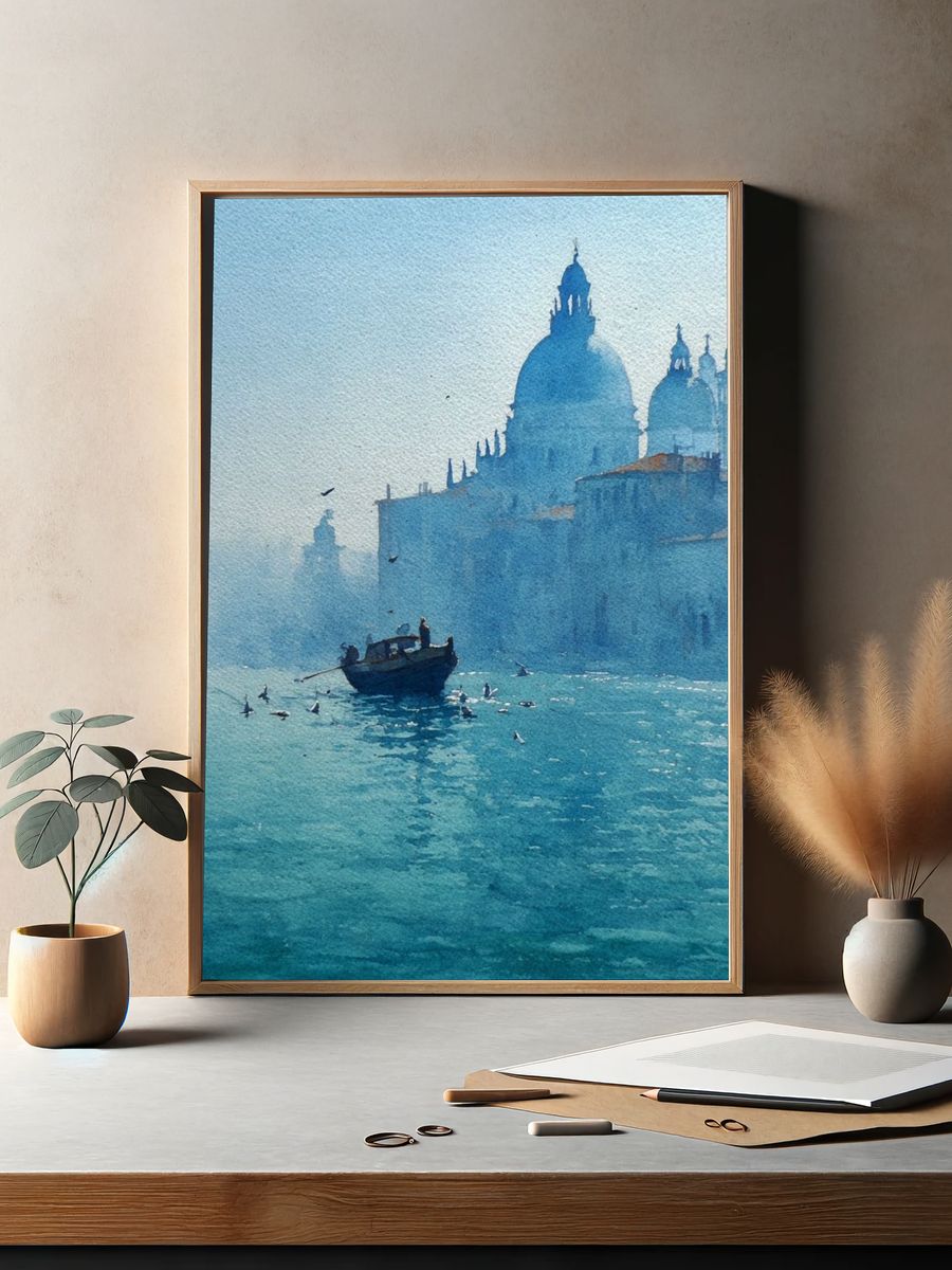 Venice Canal Watercolor Poster. — room view 2