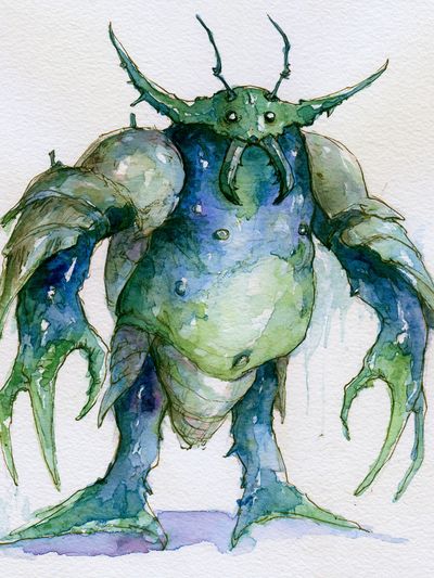 Fantasy Crab Watercolor Poster.