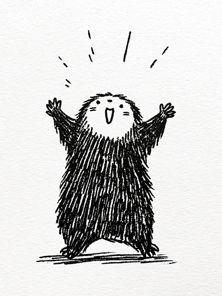 Joyful Bear Ink Illustration Poster. poster — illustration art